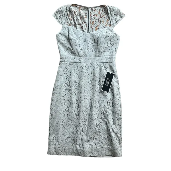 NEW J.Crew Tinsley Dress Leavers Lace Sz 6 Gray Bridesmaid Mother‎ Of Bride $275 - Image 2