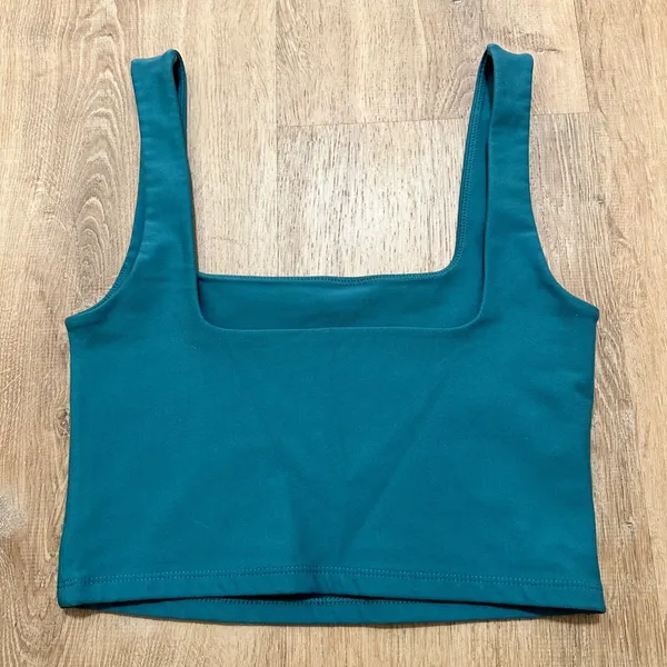 Abercrombie &‎ Fitch | Women's Teal Blue Square Neck Crop Tank Top, Size XS - Image 2