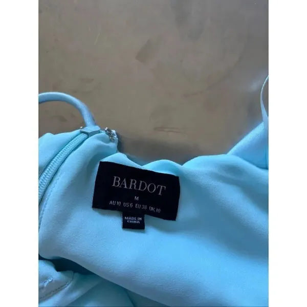 Bardot Astrid Midi Slip Dress Aqua Asymmetric Drape Neck Size M - Image 2