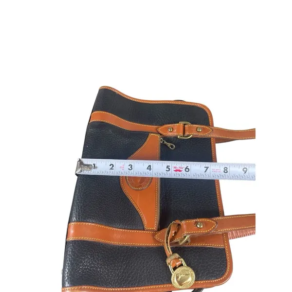 Dooney & Bourke AWL Navy Brown Pebbled Leather Top Handle Satchel Purse Bag 90s - Image 8