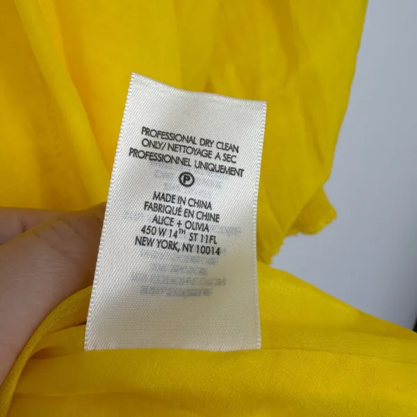 Alice + Olivia Dress Womens S Yellow Silk Cotton Tie Back Mini‎ Boho Luxury - Image 7