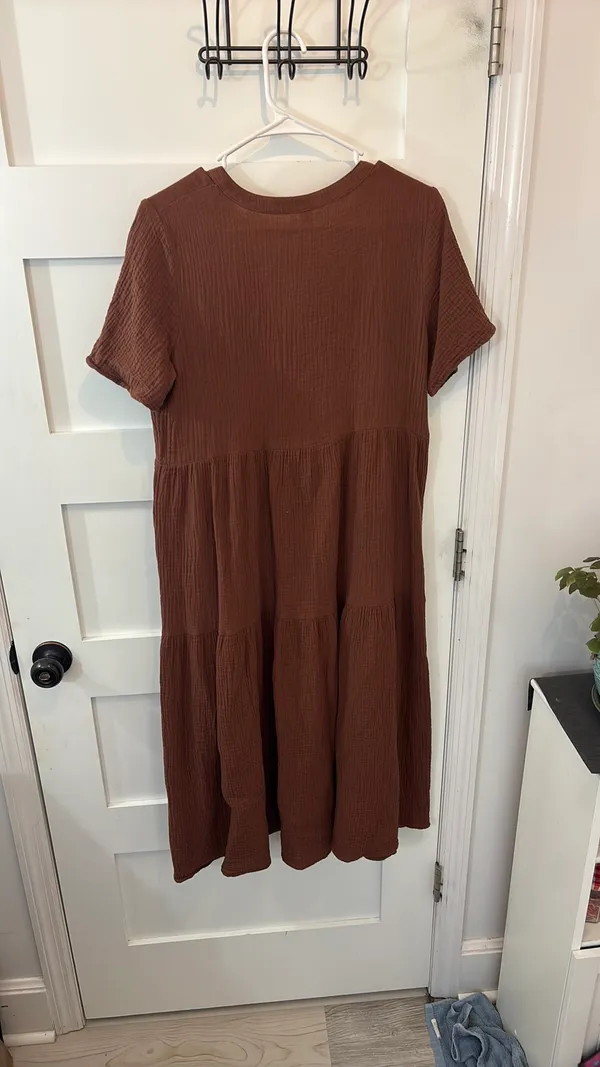 Brown Linen Maxi Dress - Image 2