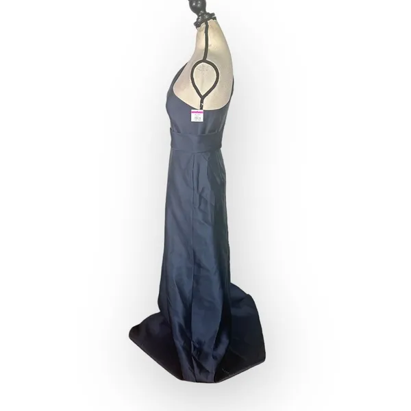 Alfred Sung A-Line Gown Women's 2R Navy Blue One-Shoulder Maxi Draped D815S NWT - Image 4