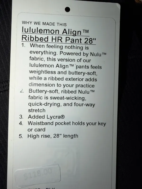Lululemon Leggings-black ribbed 28” - Image 3