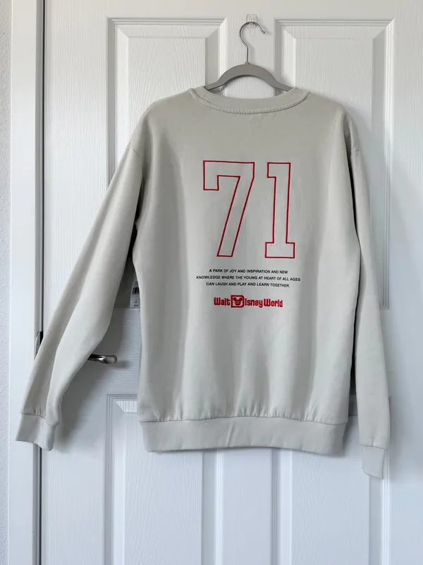 Disney Parks ‘71 Crewneck Sweatshirt with Red & Black Patch Embroidery NWT - Image 2