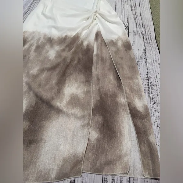Zara NWT ombré tie dye beige brown white midi maxi dress with side slit - Image 2