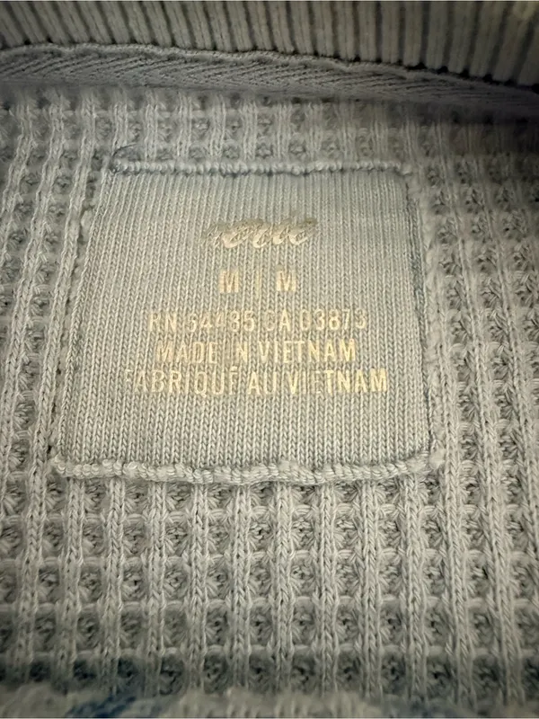 Aerie Waffle Knit Sweatshirt | Blue | Size M - Image 4
