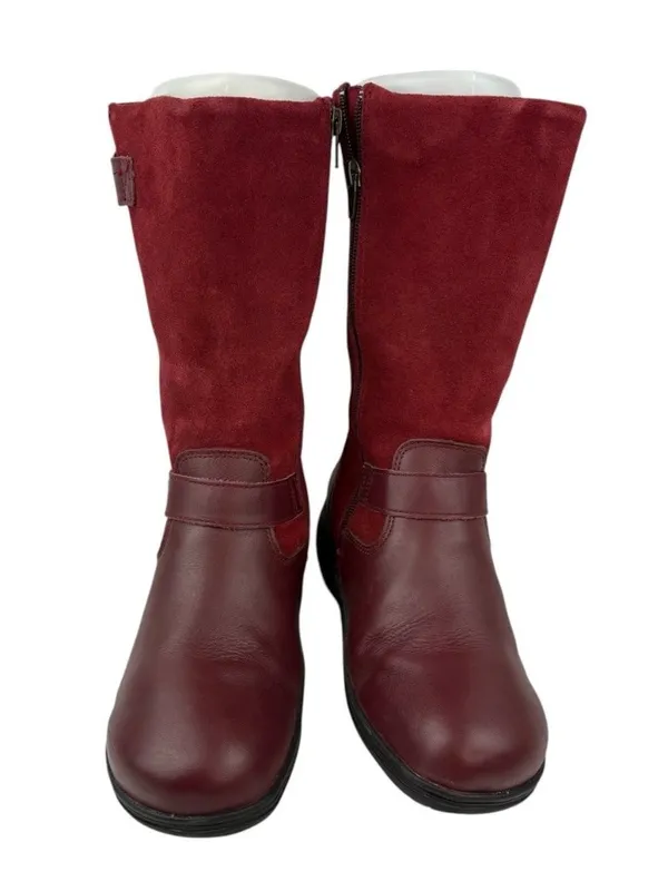 Alegria Kris Boots Womens Size 36/5-5.5 Red Leather Mid Calf Comfort Fall Winter - Image 2