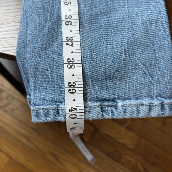 Zara Light Wash Blue Denim Jeans Straight Leg High Waist Size 0 - Image 9