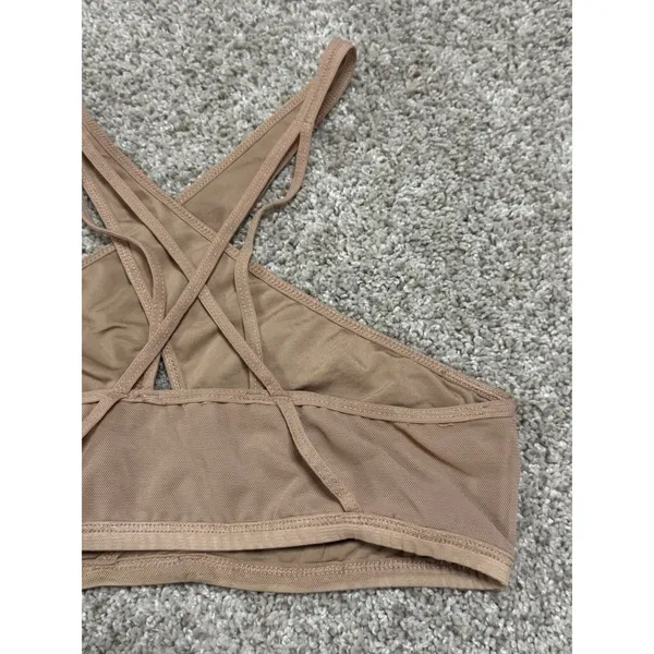 Urban Outfitters Embroidered Floral Mesh Cross Front Halter Bralette Sz S - Image 6