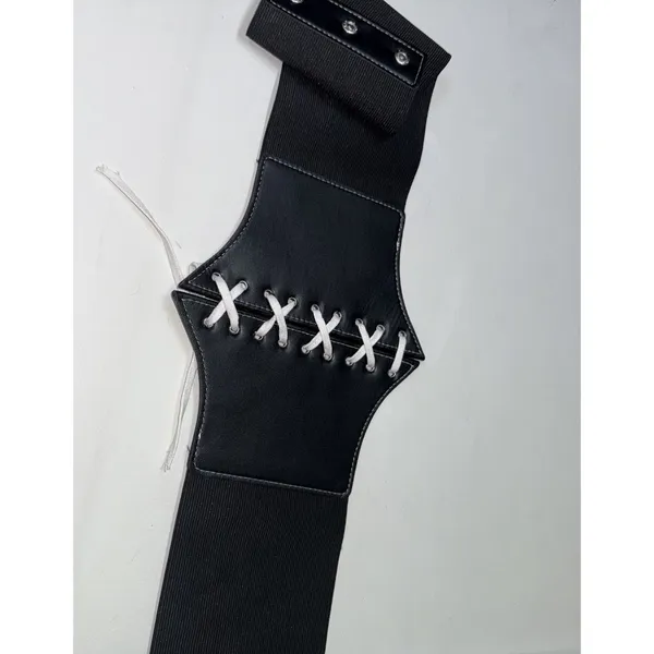 Corset Belt Womens Medium Large Black Lace Up Snap Back Pirate Goth Whimsigoth - Image 4