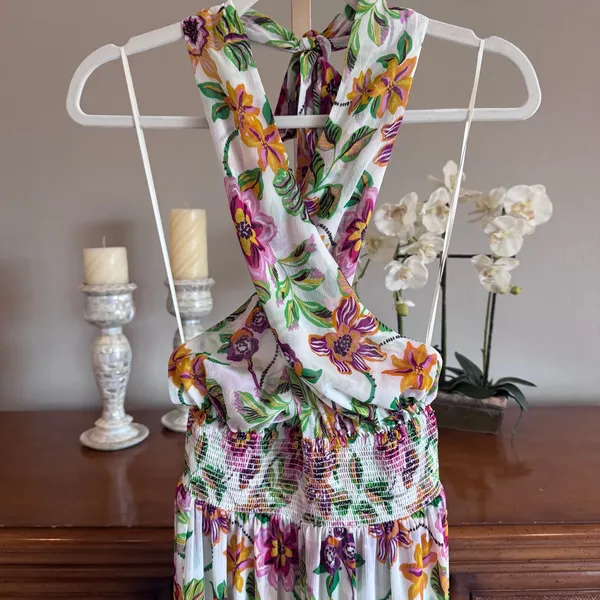 MISA Los Angeles Karolina Flora Exotica Halter Midi Dress NWT Small - Image 4