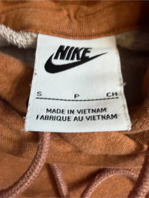 Nike Rust Orange Pullover Hoodie with Drawstring Small - Image 3