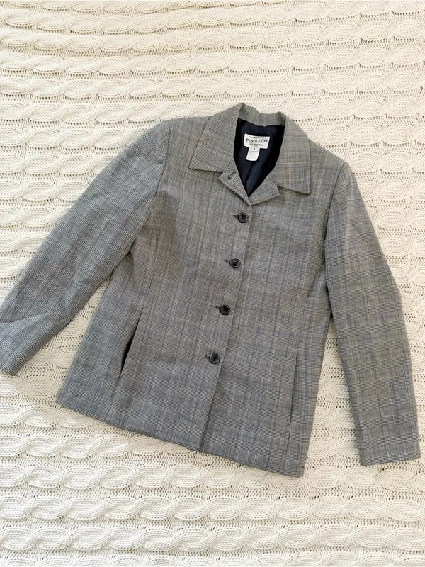 Pendleton Vintage Classic Gray Plaid Women's Jacket - Image 2