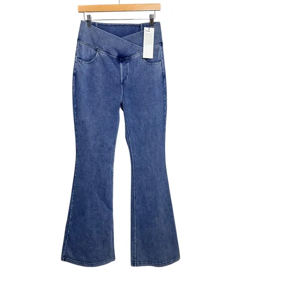 BRXL Women Blue Crossover High Waist Flare Denim Leggings Tall XL T - Image 3