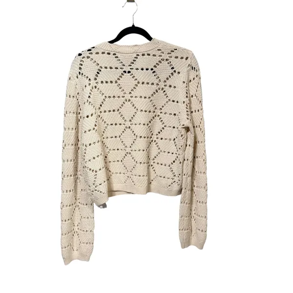 Z Supply Cream Pointelle Geometric Knit Button Cardigan Sweater ZW253328 Large - Image 4