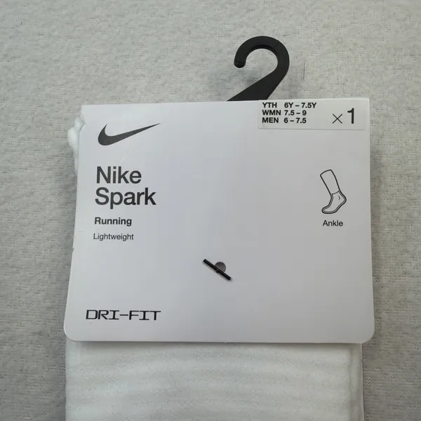 Nike Spark Lightweight Ankle Socks White Women's 7.5-9 Men's 6-7.5 Youth 6-7.5 - Image 2