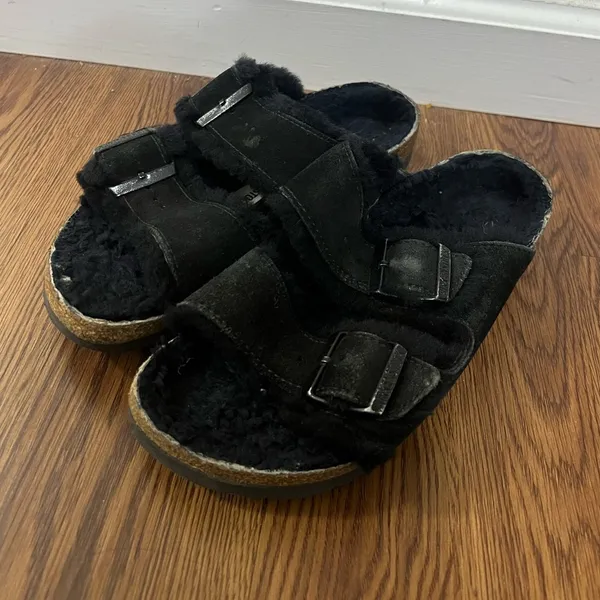 Birkenstock Black Arizona Shearling Sandals Size 6 US $160 - Image 2