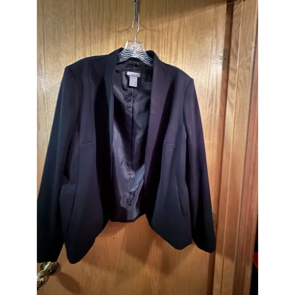 Investments Womens Size 16 Black 3 Button Front Pockets Blazer Suit Jacket Coat - Image 4