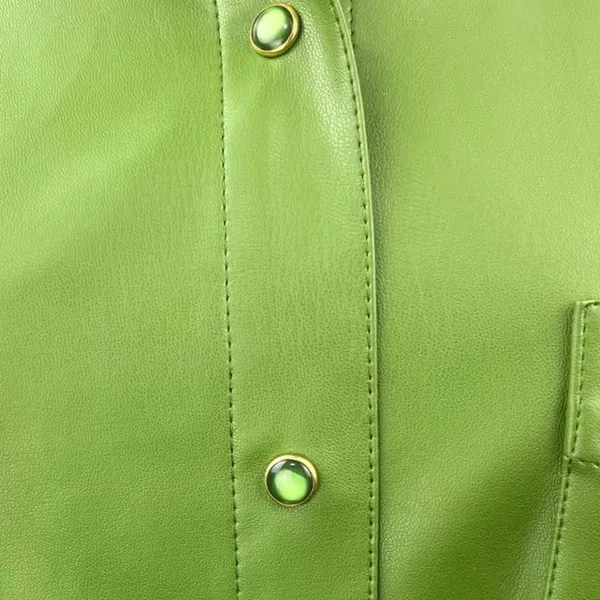 WeWoreWhat Women's Green Faux Leather Vegan Shacket Jacket Shirt Top Size M - Image 8