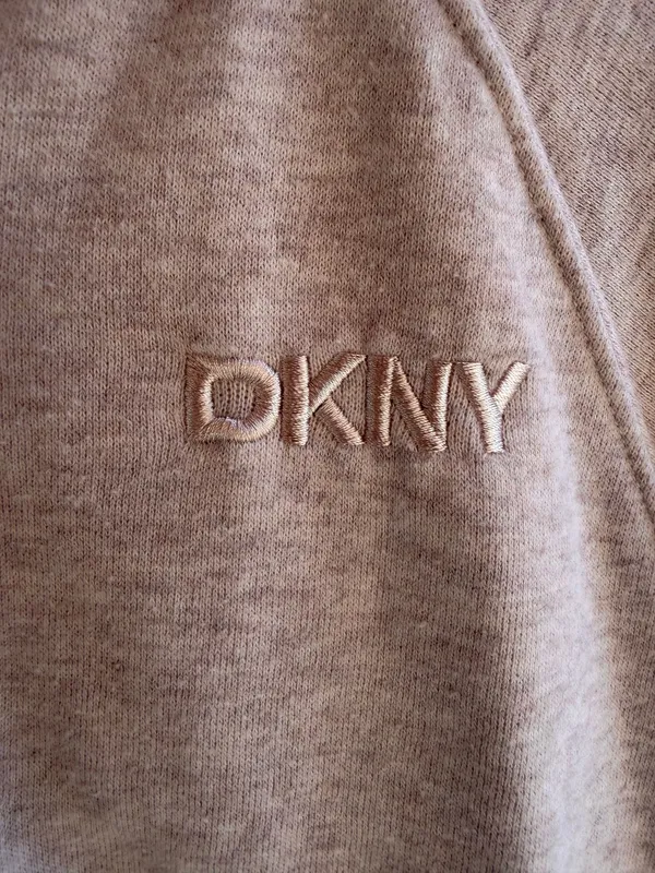 DKNY Small Tan Hoodie Full Zip Sweatshirt Size L - Image 3