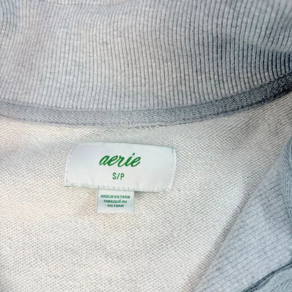 aerie womens gray 1/4 zip sweatshirt, ribbed neckline. Size S. athleisure - Image 2