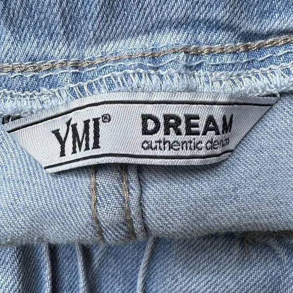 YMI Dream Denim High Rise Distressed Cuffed Elastic waist shorts Women Large - Image 3