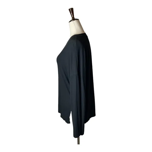 Lulus Mercurio Black Loose Ribbed‎ Drop Shoulder Long Sleeve Top Size S - Image 6