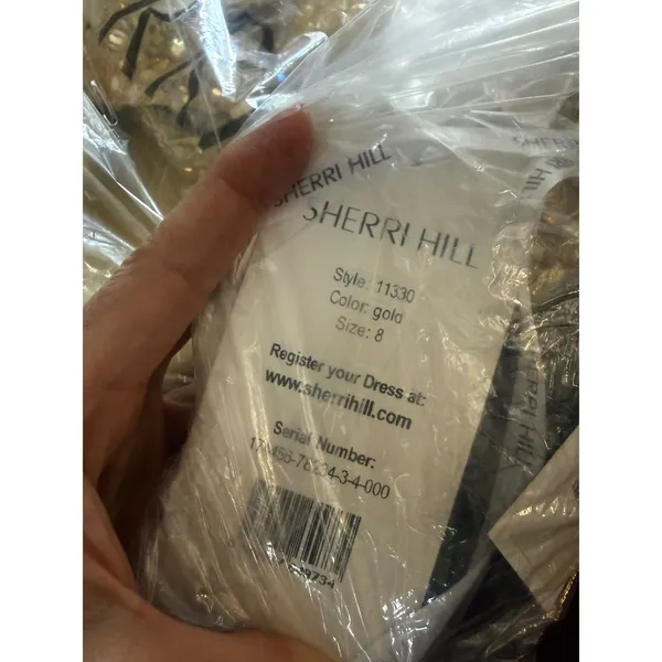 NWT Sherri Hill Gold Two Piece Halter High Slit Gown Dress Size‎ 8 Prom Formal - Image 6