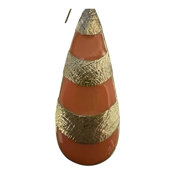 INC International Concepts Orange Gold Tone Striped‎ Teardrop Earrings - Image 2