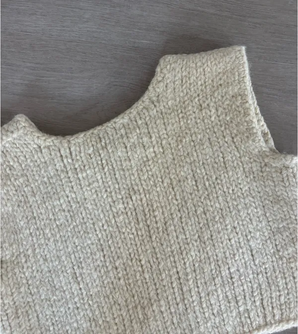 Wool Cropped Vest Tan - Image 4
