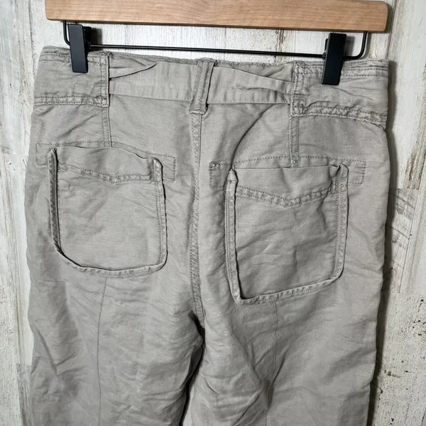 Free People Cream Tan Khaki Linen Blend Tapered Pants Tie Belt Womens Size‎ 4 - Image 7