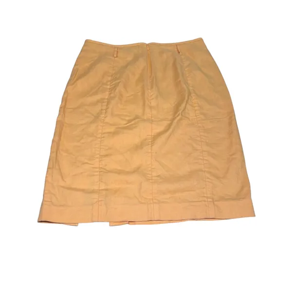 J. Crew Tangerine Orange Front Slit‎ Linen Blend Skirt 14 Lightweight Y2K Peach - Image 4