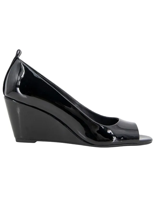 Kenneth Cole Reaction Womens Elinor Mid Wedge Pumps Peep Toe Black Patent 10M - Image 11