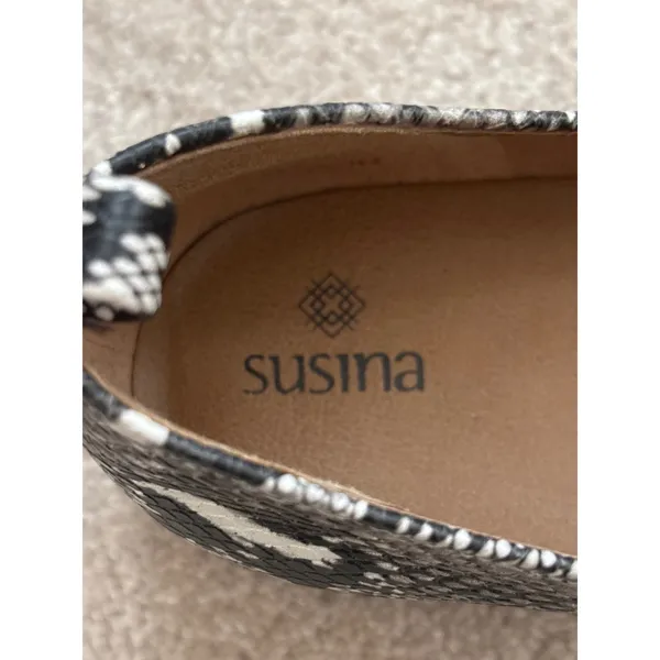 Susina‎ Womens Snakeskin Print Pointed Toe Loafers Black White Size 10M - Image 5