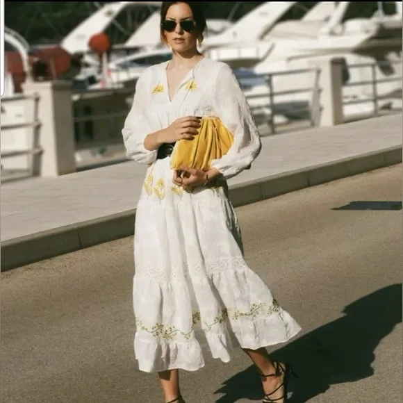 Zara Crochet Embroidered Dress Maxi‎ Bloggers Fav - Image 4