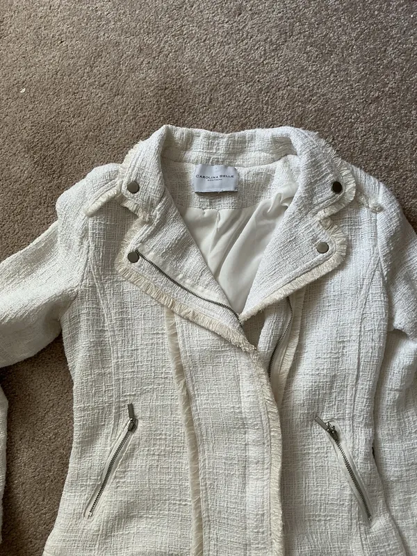 Carolina Belle Montreal Asymmetrical Tweed Zip Jacket- Sz Xsm - Image 5