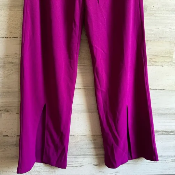 NWT Happily Grey Wide Leg Trouser Pants Full Length High Waisted Front Slit XS‎ - Image 7