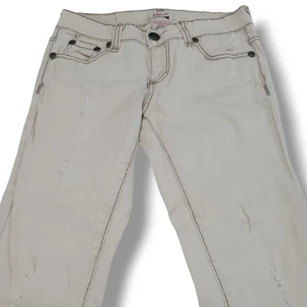 Jake Jeans Size 5 26"x31" Bella Skinny Pant With Heavy Stitch Distressed Stretch - Image 4