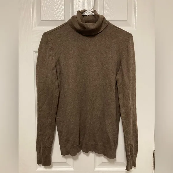 *Lauren Ralph Lauren Taupe Brown Heath Silk Blend Turtleneck Sweater #QB - Image 3