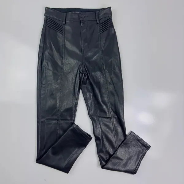 Express Super High‎ Waisted Faux Leather Moto Skinny Pants Size 0R - Image 2