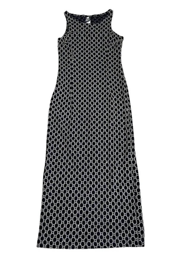 Vintage Maxi Dress Black Beaded Embroidered Sleeveless Slit 80s 90s Gothic - Image 6