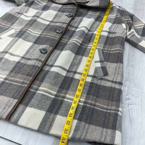 Woman Within Gray Black White Plaid Lined Button Up Winter Jacket Coat 18W - Image 12