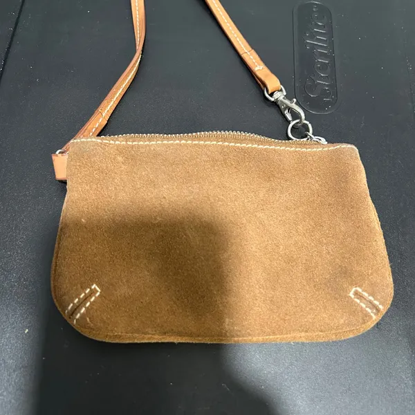 GAP Brown Suede Clutch with Wristlet - Image 3