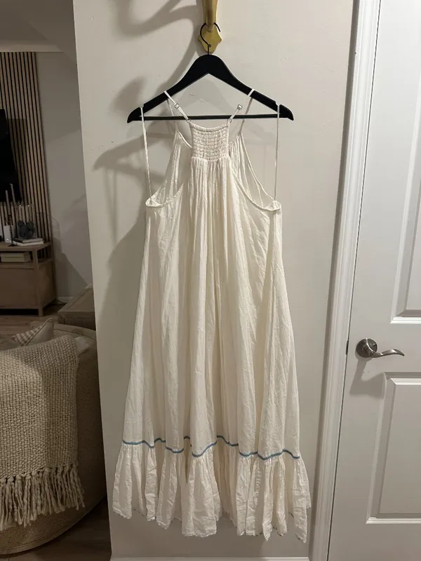 FREE PEOPLE Tip Toeing Tulip Midi Dress in Whisper White Size Small - Image 7