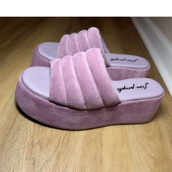 Free People Almost Paradise Purple Velvety Suede Platform Sandals Size 38 - Image 2