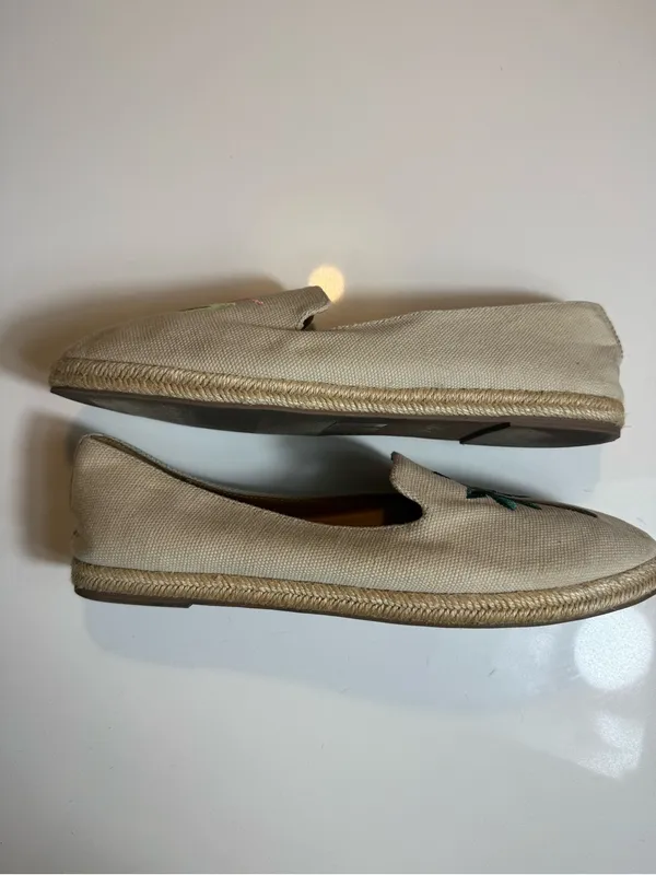 J.Crew Factory Tropical Embroidered Slip-On Espadrilles PalmTree Coconut Size9.5 - Image 5