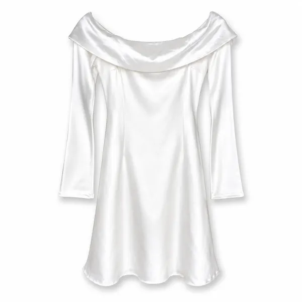 NEW Lulus Luxurious Vision White Satin Off-the-Shoulder Slip Mini Dress Small - Image 5