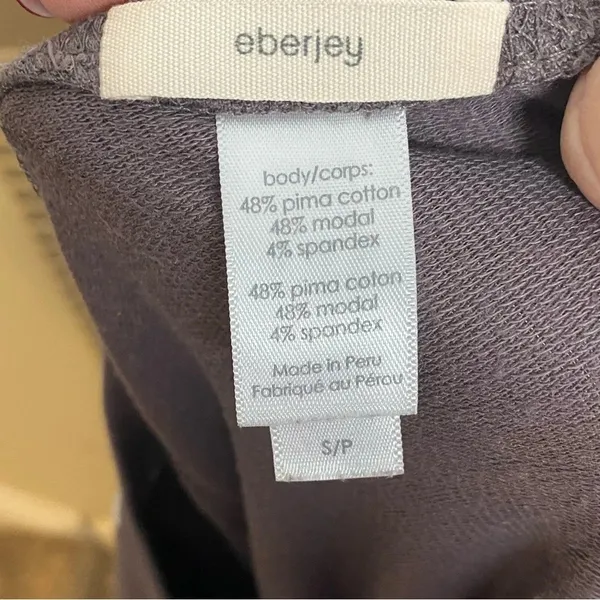 EBERJEY Plum and White Pima Cotton Mix Stripe Track Jogger Set Size Small‎ - Image 4