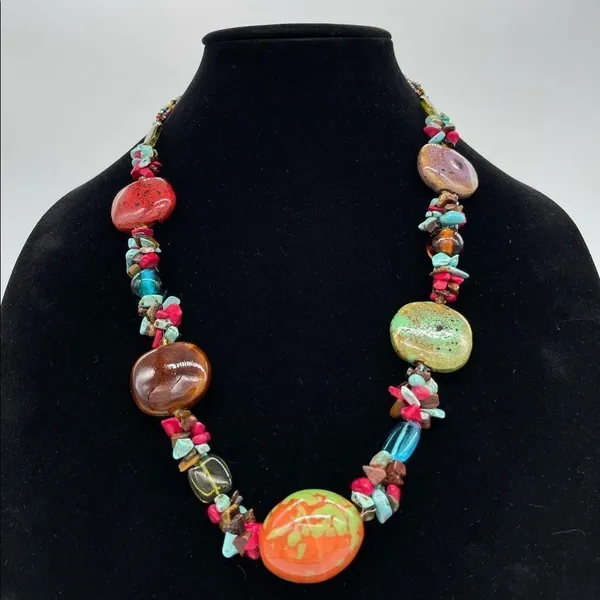 Turquoise and Semi Precious stone Boho Necklaces Blue - Image 2
